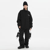DOOREk Black Ski Suit Ensemble: Stay Warm and Stylish with a Stand-Up Collar - No Hood Needed!