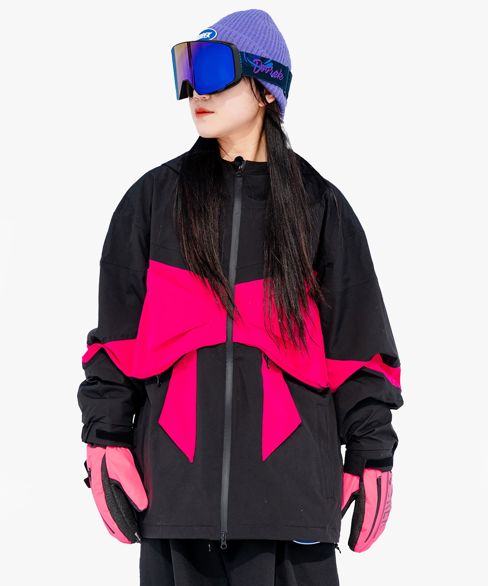 DOOREK 2025 Professional Ski Jacket - Loose Fit for Alpine & Nordic Skiing, Dopamine Color Palette Trendy Design