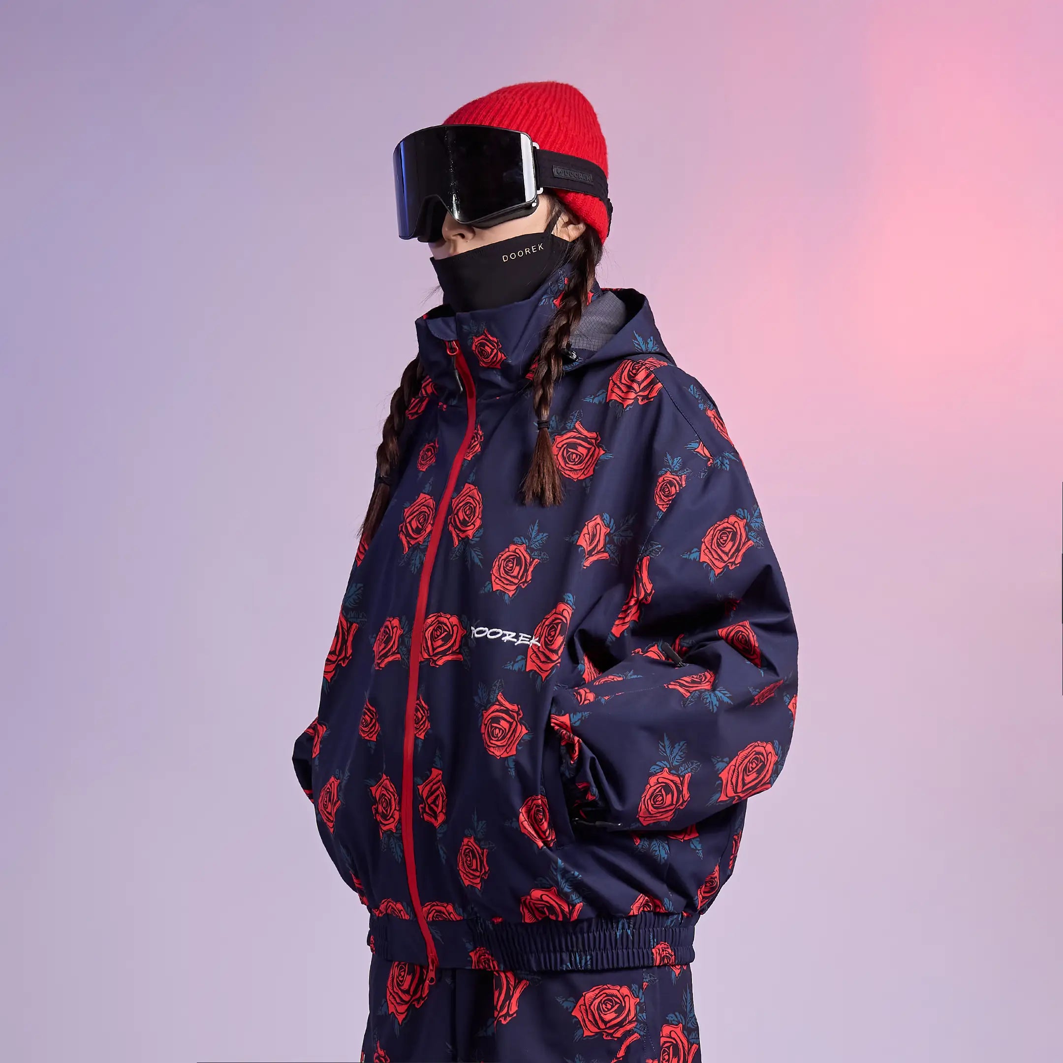 Doorek Rose All-Over Print Ski Jacket – Oversized 3L Unisex