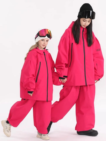 DOOREK Parent Child Family Ski Set 3L Ski Suit Single Board Ski Suit Outdoor Thickened and Waterproof