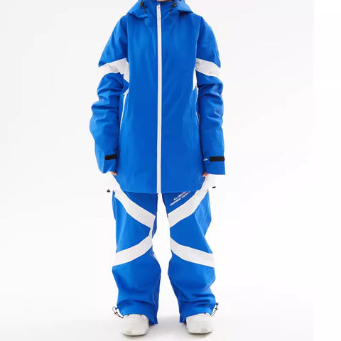 DOOREK Mushroom Head New Single Board Ski Suit Set for Men and Women, Floral Pattern, 20K Waterproof, Trendy Brand Pants, Loose Fit, and Warmth