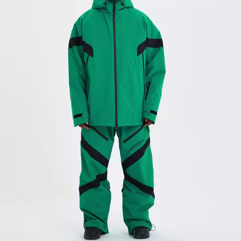 DOOREK Mushroom Head New Single Board Ski Suit Set for Men and Women, Floral Pattern, 20K Waterproof, Trendy Brand Pants, Loose Fit, and Warmth