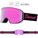 DOOREK Outdoor Ski Goggles Women Double-Layer Magnetic Adsorption Skiing Goggles High Definition Anti-fog Flip Ski Goggles Men