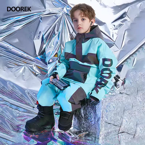 DOOREK Mushroom Head New Trendy Boys and Girls Reflective Ski Suit Set Single Board Double Waterproof Winter Warmth