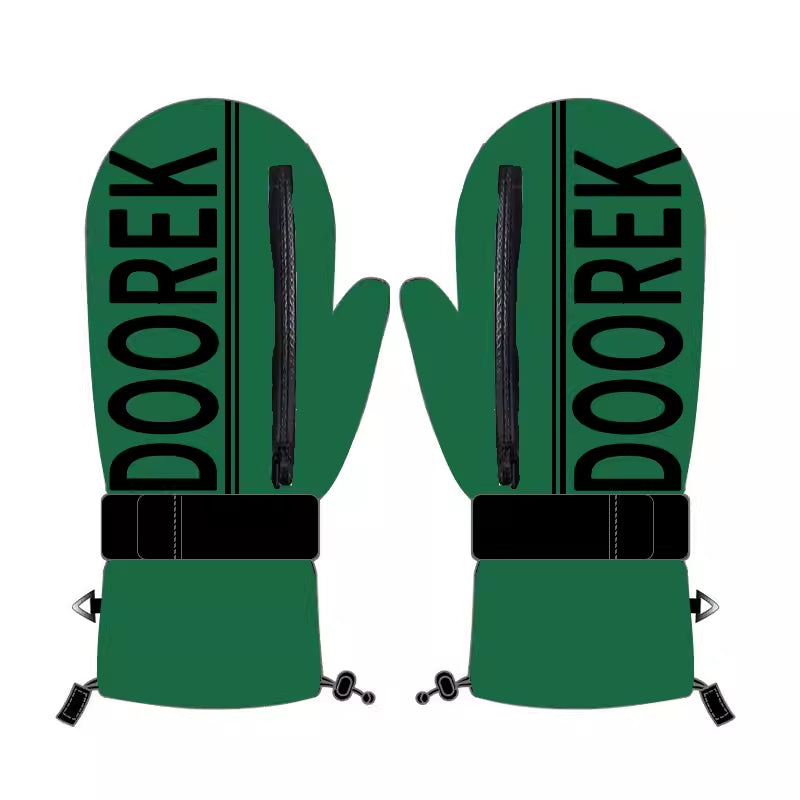 DOOREK Ski Gloves with Built-in Wrist Guard, Single Board Waterproof Men's Carving Kevlar Double Board Women's Ski Gloves
