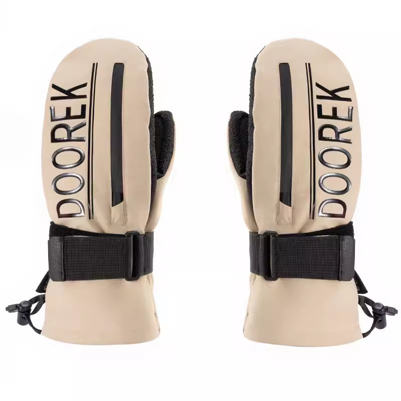 DOOREK Ski Gloves with Built-in Wrist Guard, Single Board Waterproof Men's Carving Kevlar Double Board Women's Ski Gloves