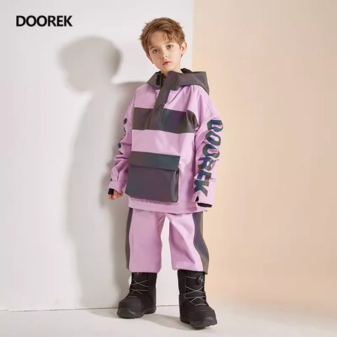 DOOREK Mushroom Head New Trendy Boys and Girls Reflective Ski Suit Set Single Board Double Waterproof Winter Warmth