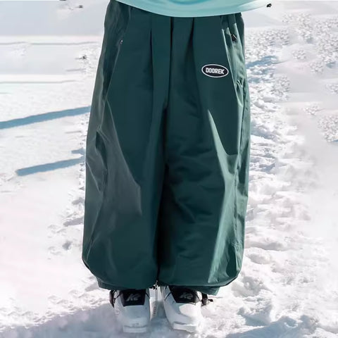 Mushroom Head DOOREK New Loose Fit Single Board American-style Ski Pants, Windproof, Waterproof, Insulated, Freestyle, and Wide Design for Double Boards