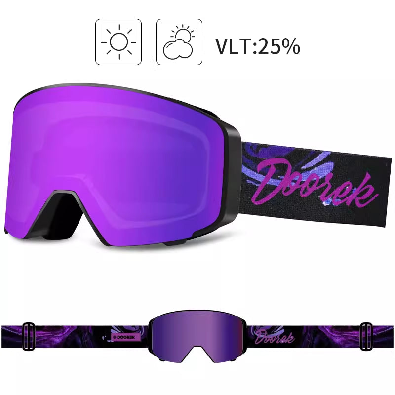 DOOREK Outdoor Ski Goggles Women Double-Layer Magnetic Adsorption Skiing Goggles High Definition Anti-fog Flip Ski Goggles Men