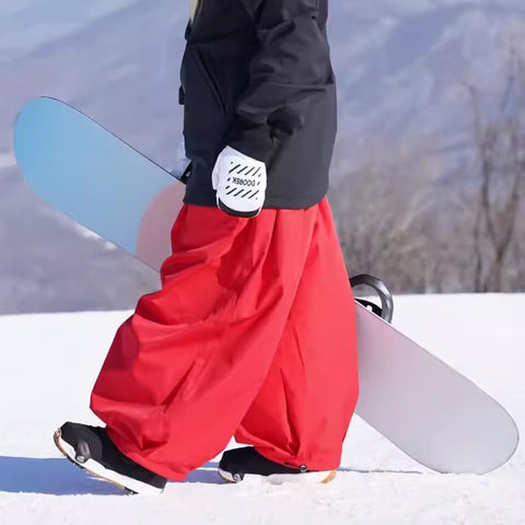 Mushroom Head DOOREK New Loose Fit Single Board American-style Ski Pants, Windproof, Waterproof, Insulated, Freestyle, and Wide Design for Double Boards