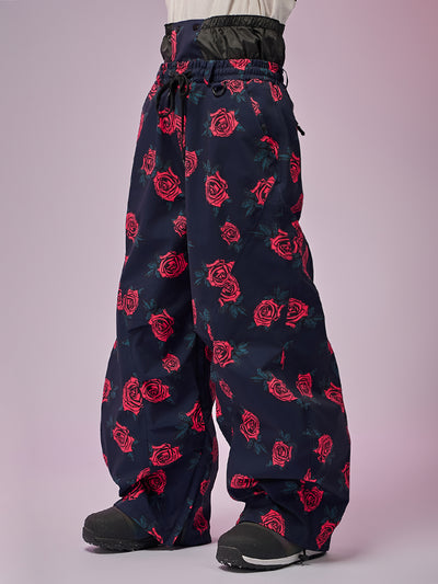 Doorek Rose All-Over Print Ski Pants – Oversized 3L Unisex