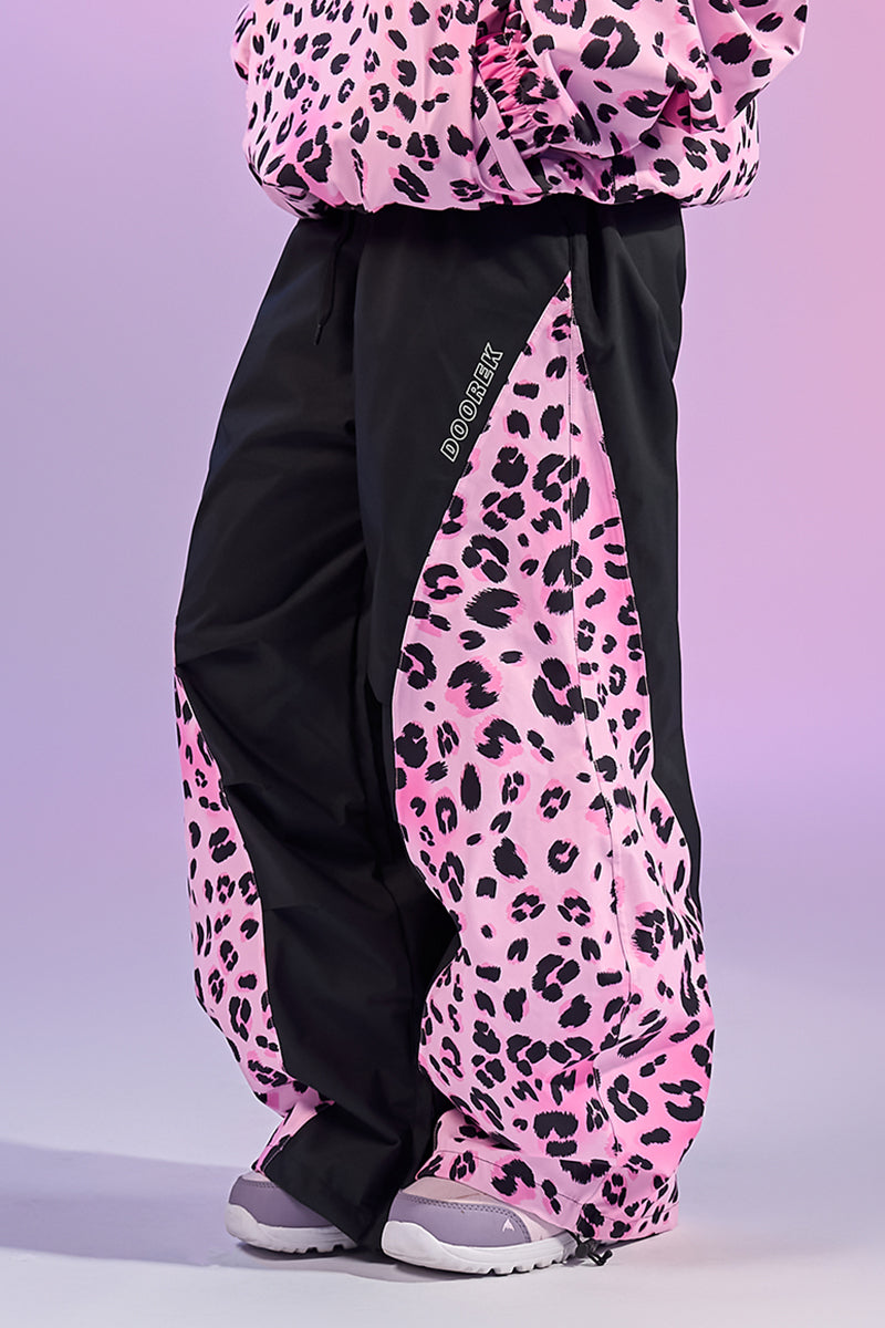 Doorek Black & Pink Leopard Print Ski Pants