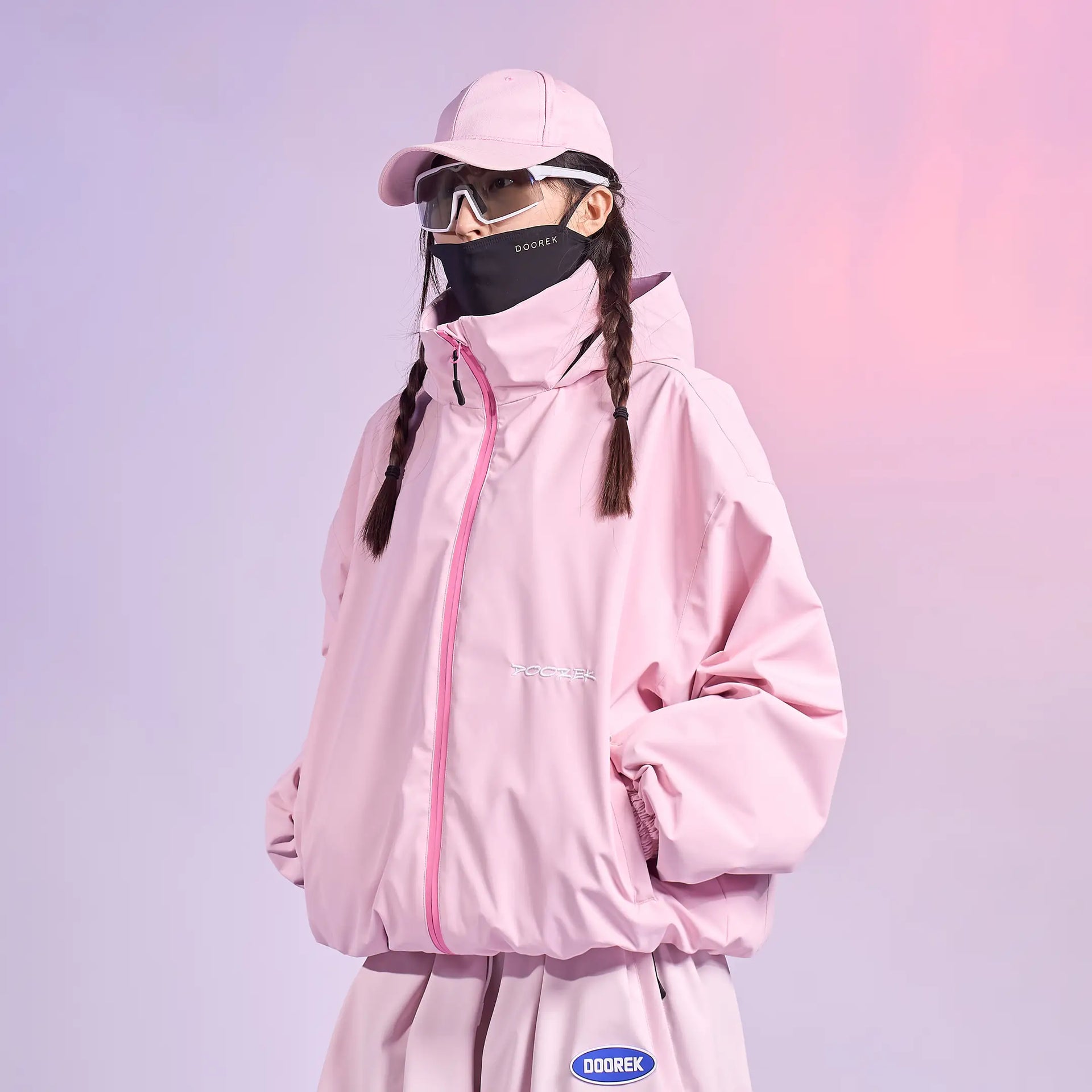 DOOREK ピンク スノーボードウェア 女性用 Doorek 3L Pro Baggy Ski Jacket – Light Pink