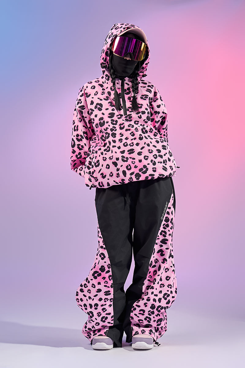 Doorek Black & Pink Leopard Print Ski Pants