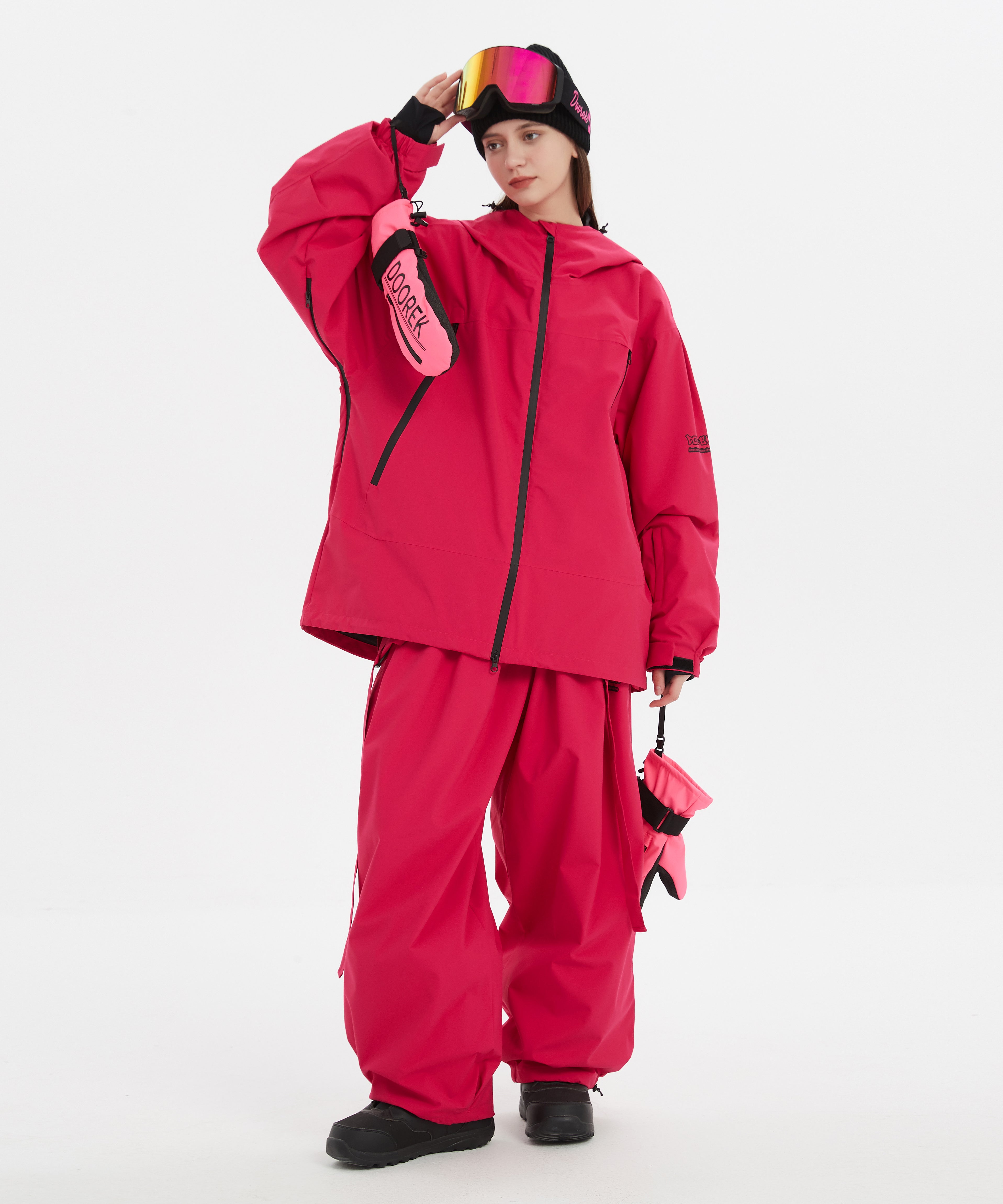 DOOREK Cute Rabbit Ski Top for Women with Cotton Rabbit Ears Skiing Professional Waterproof, Breathable and Warm