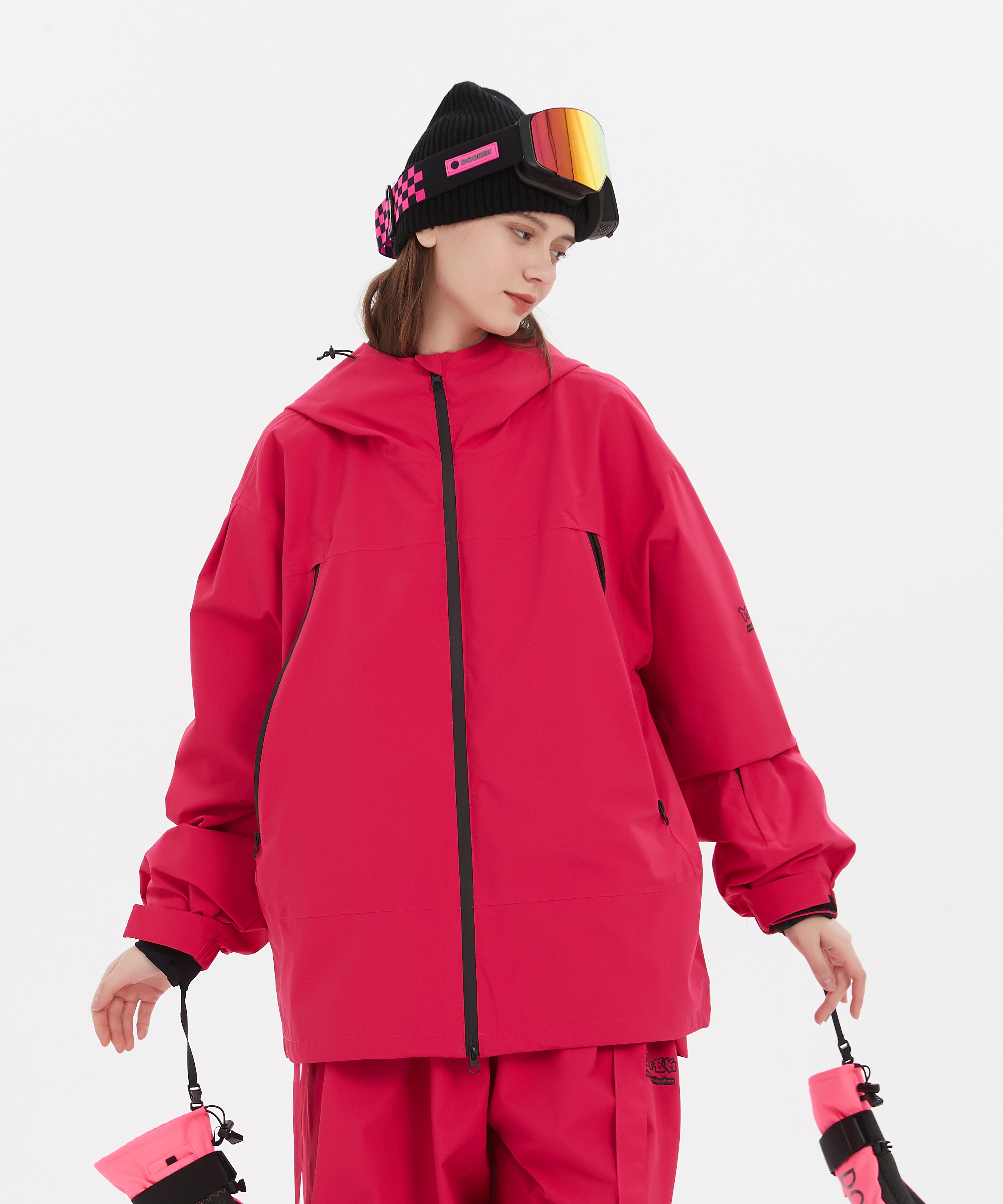 DOOREK Cute Rabbit Ski Top for Women with Cotton Rabbit Ears Skiing Professional Waterproof, Breathable and Warm