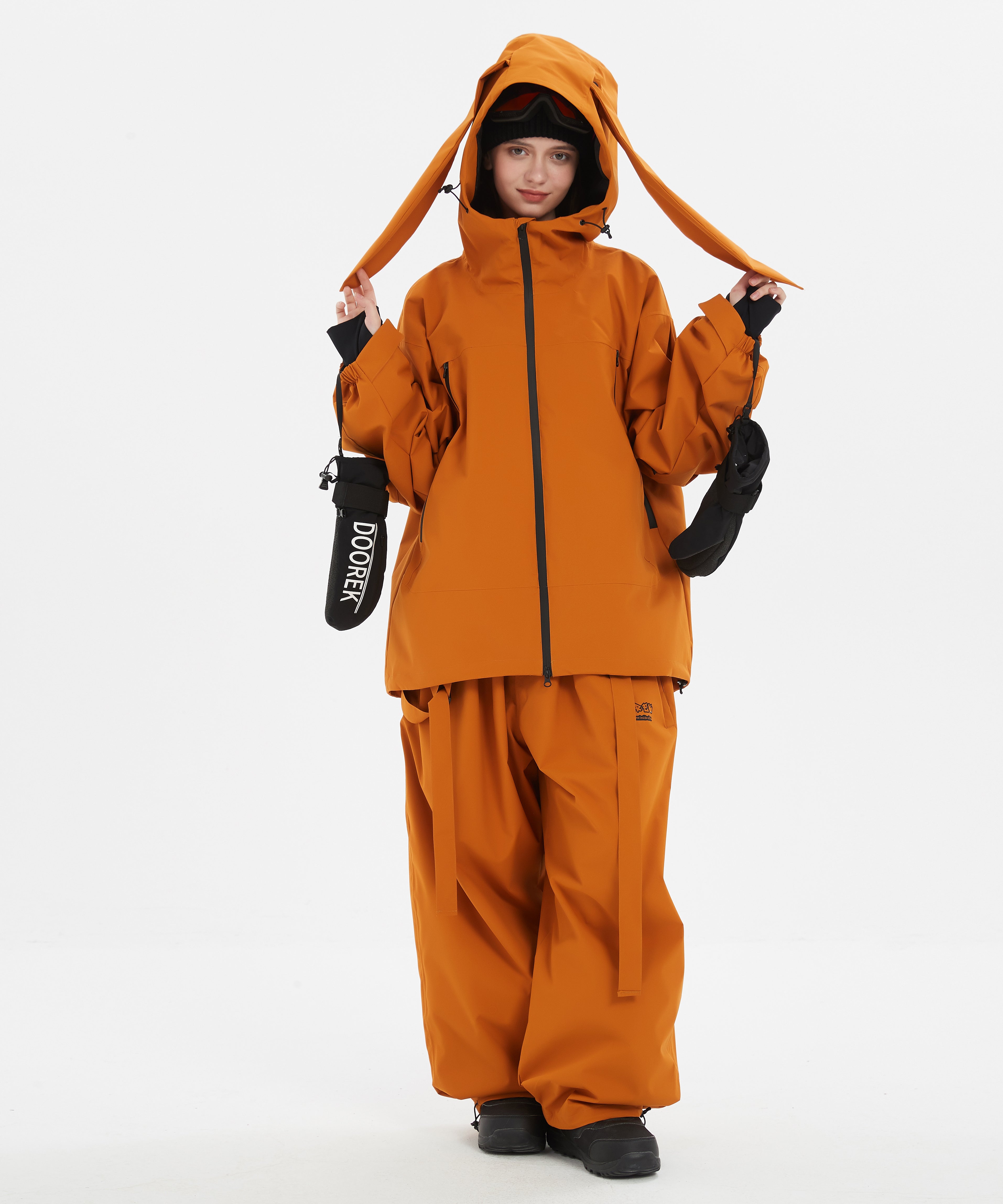 DOOREK Cute Rabbit Ski Top for Women with Cotton Rabbit Ears Skiing Professional Waterproof, Breathable and Warm