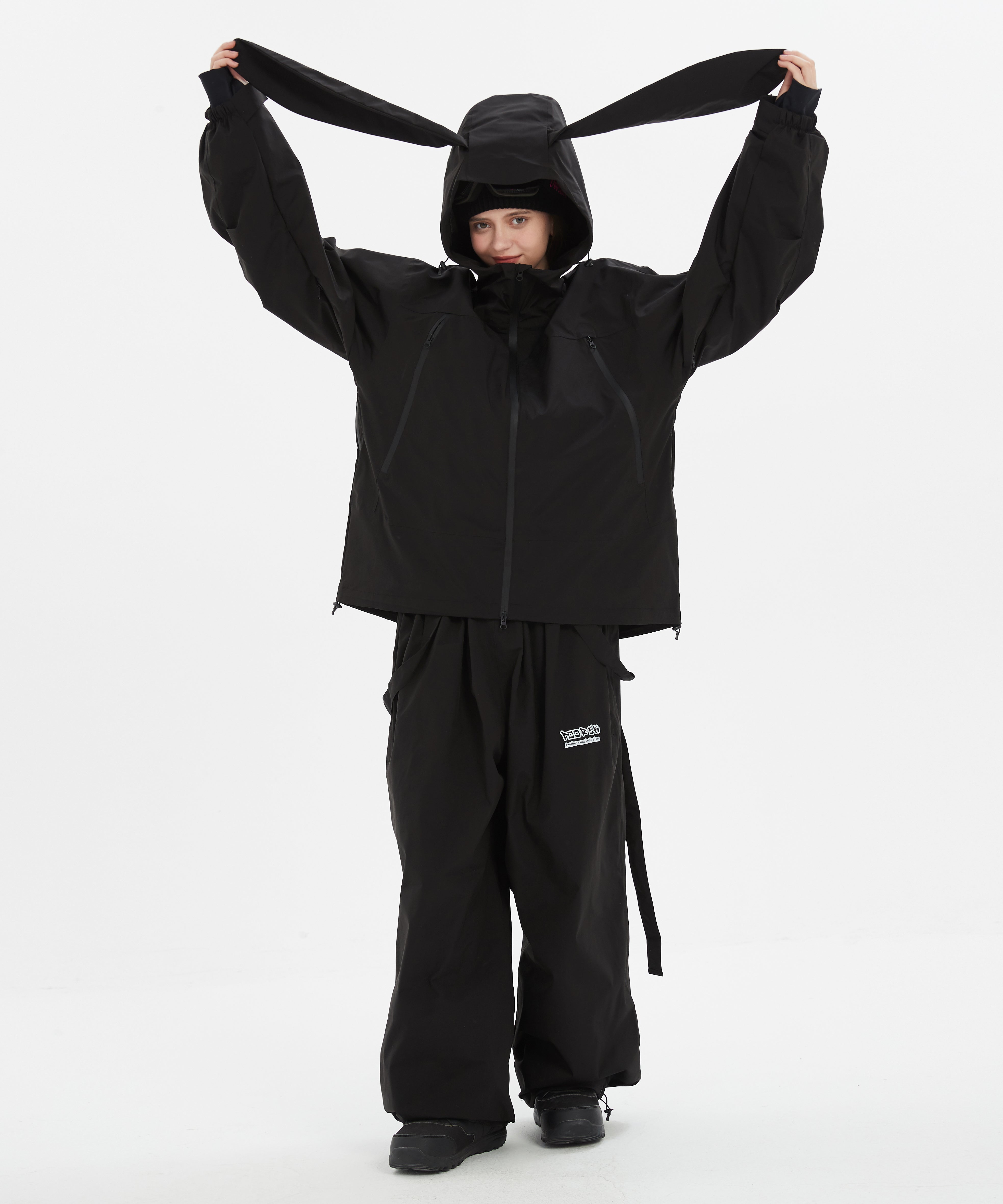 DOOREK Cute Rabbit Ski Top for Women with Cotton Rabbit Ears Skiing Professional Waterproof, Breathable and Warm