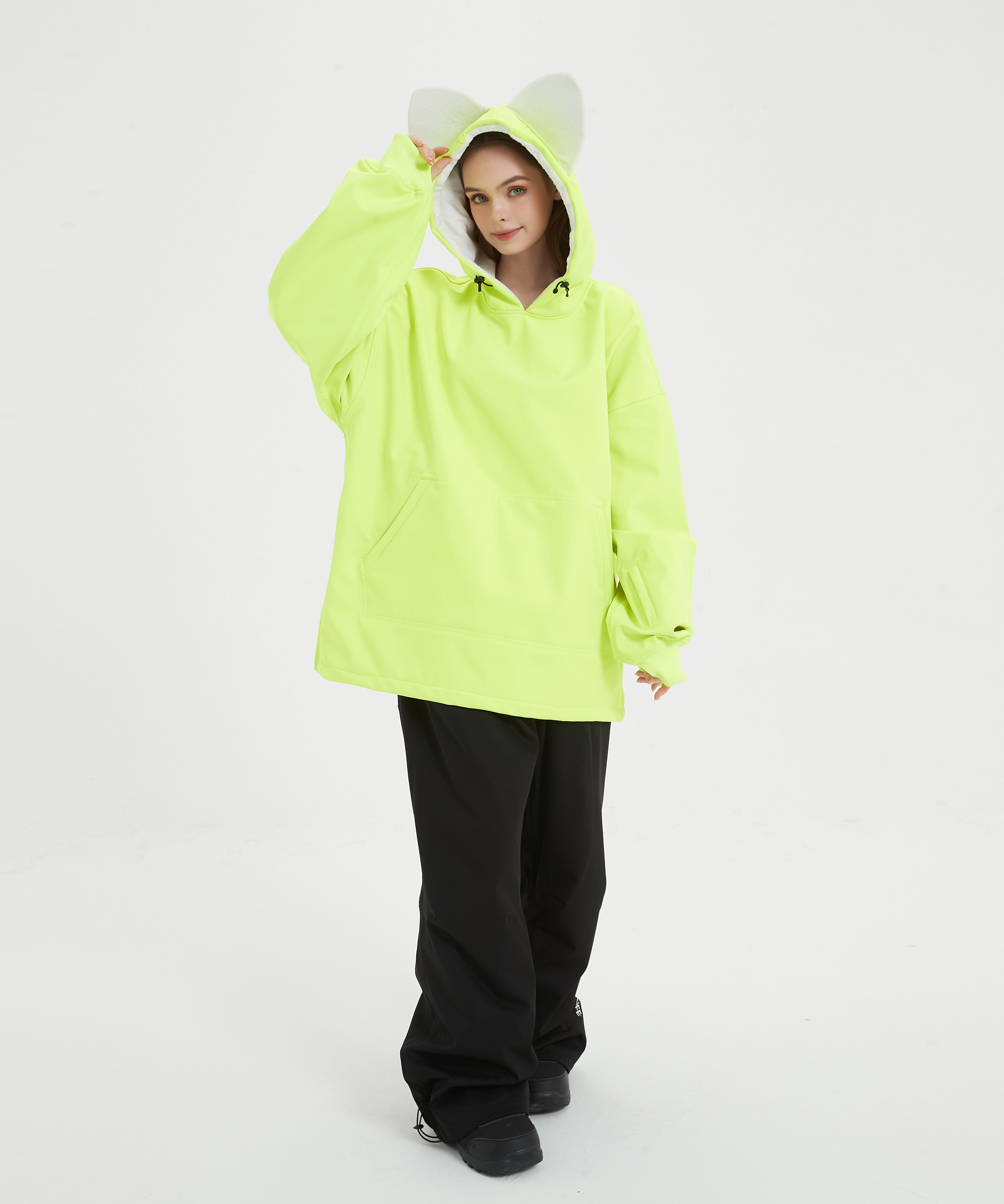 DOOREK Mushroom Head New Cute Ski Suit Women's Cat Ear Waterproof Hooded Sweater Outdoor Windproof and Warm