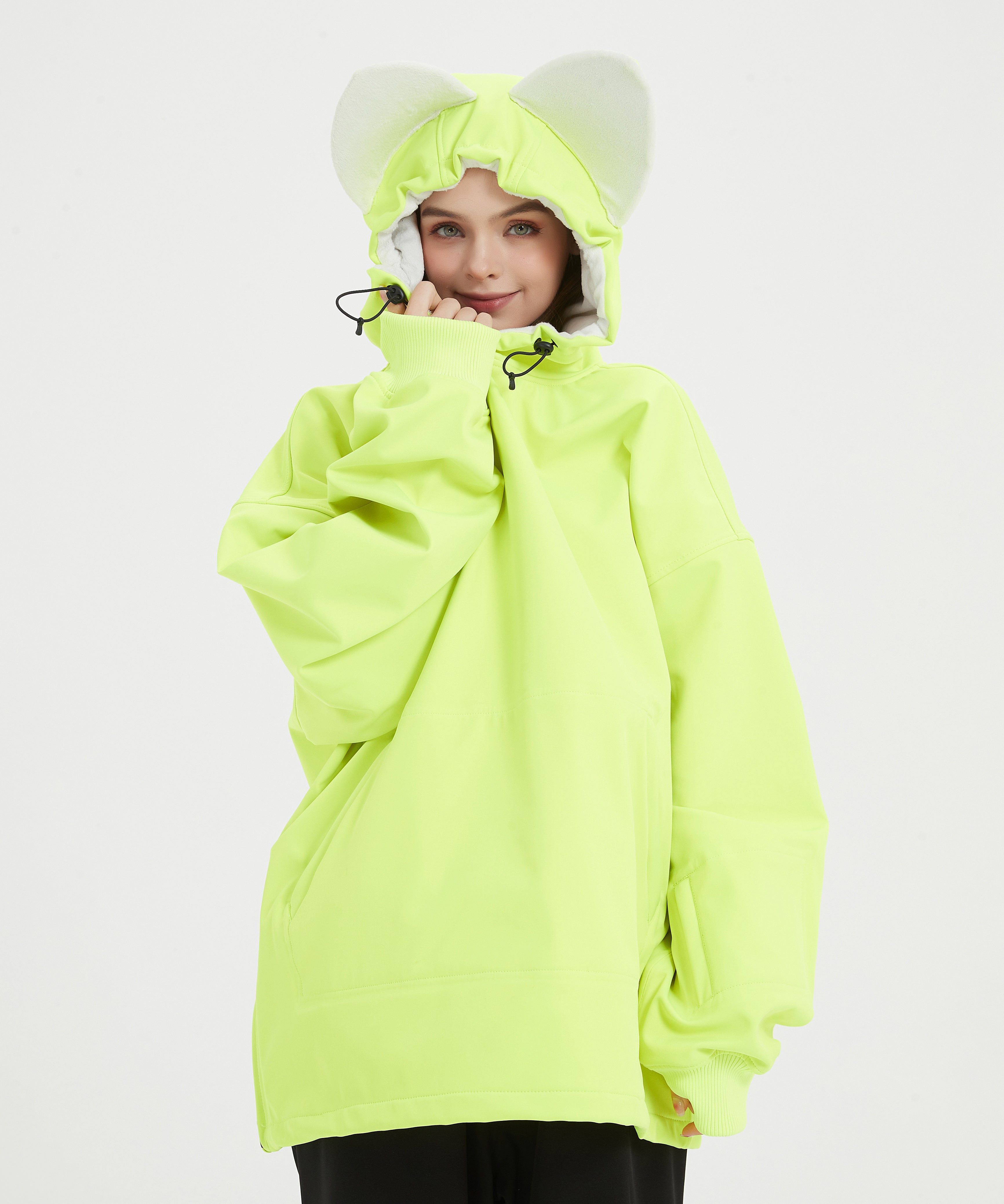 DOOREK Mushroom Head New Cute Ski Suit Women's Cat Ear Waterproof Hooded Sweater Outdoor Windproof and Warm
