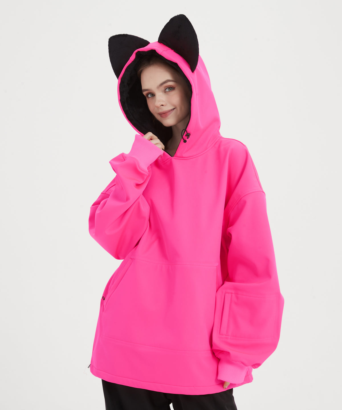 DOOREK Mushroom Head New Cute Ski Suit Women's Cat Ear Waterproof Hooded Sweater Outdoor Windproof and Warm