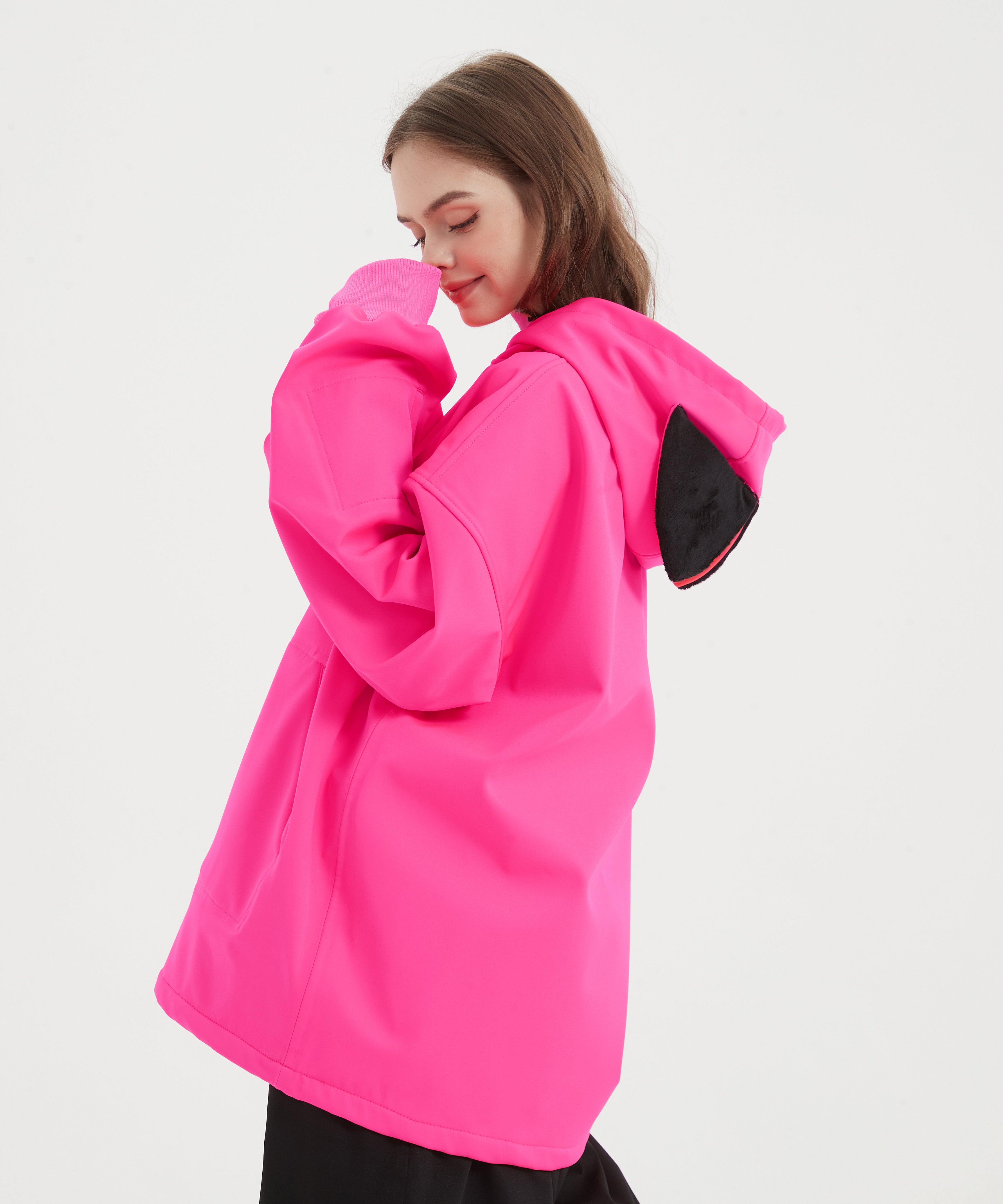 DOOREK Mushroom Head New Cute Ski Suit Women's Cat Ear Waterproof Hooded Sweater Outdoor Windproof and Warm