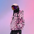Doorek Pink Leopard Print Ski Anorak - Unisex Streetwear-Style Insulated Snow Jacket