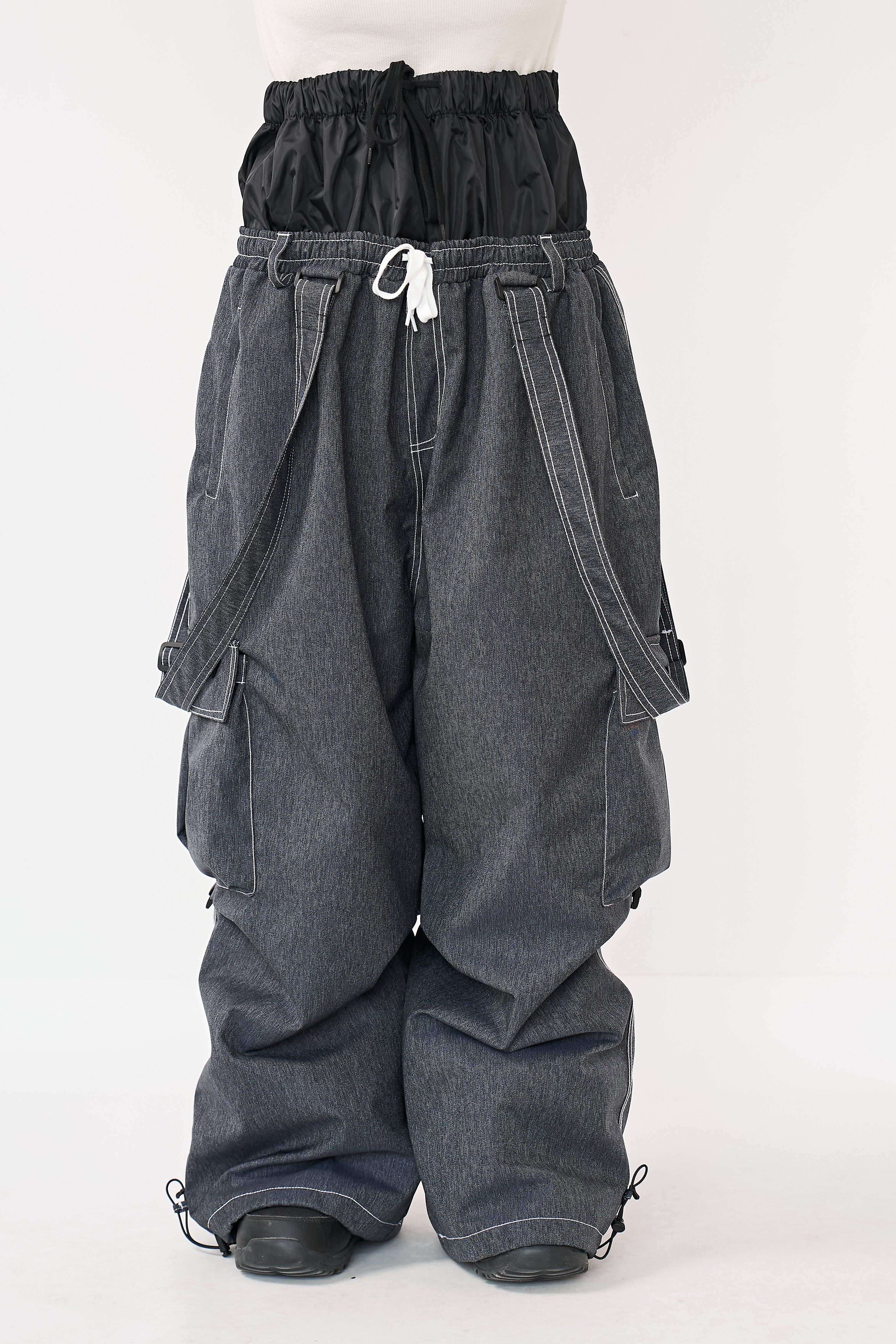 Doorek Snowboard Bib Pants - Loose-Fit Tech Denim for Park Lovers, 360° Mobility & Cold-Proof Construction