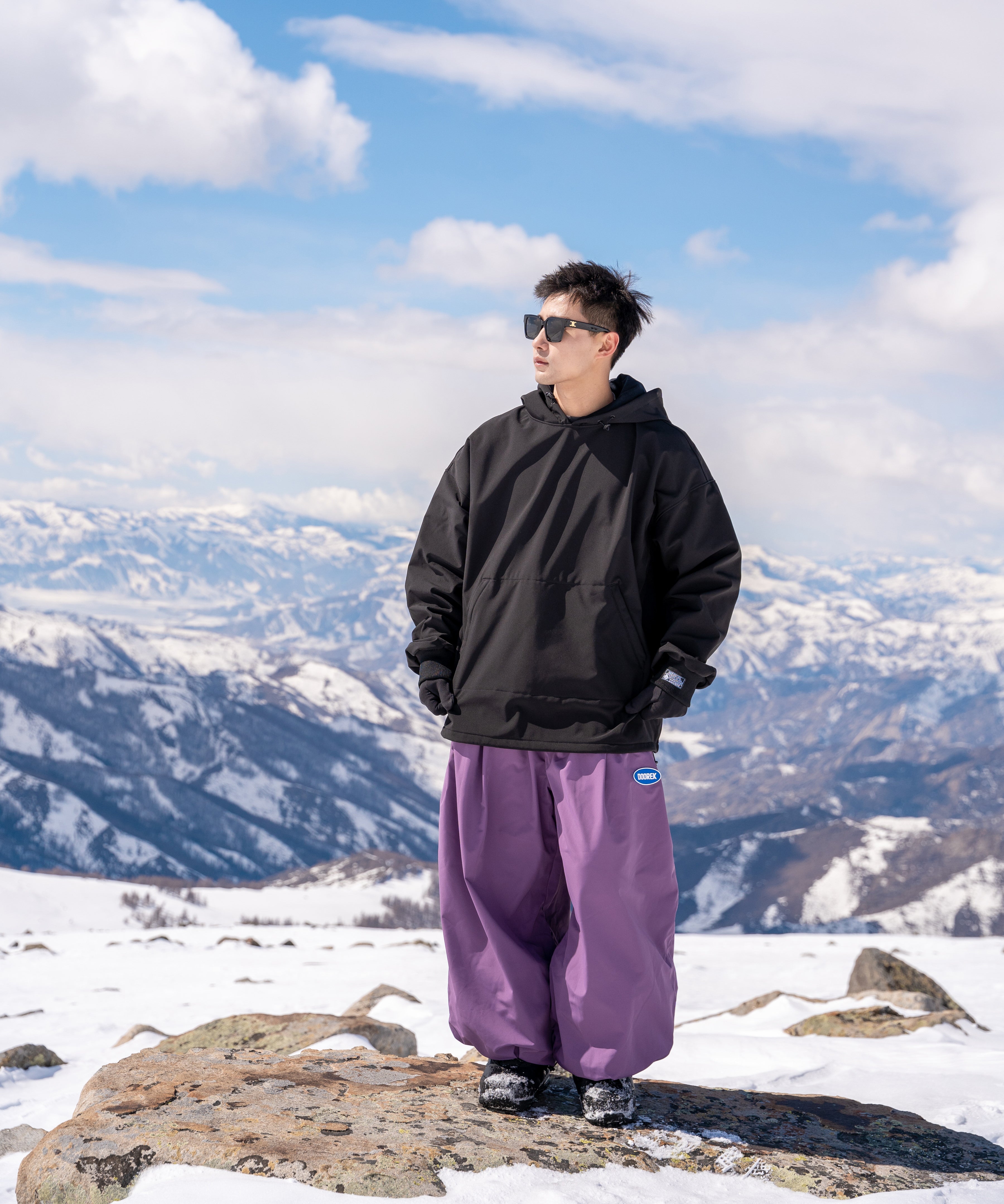 Mushroom Head DOOREK New Loose Fit Single Board American-style Ski Pants, Windproof, Waterproof, Insulated, Freestyle, and Wide Design for Double Boards