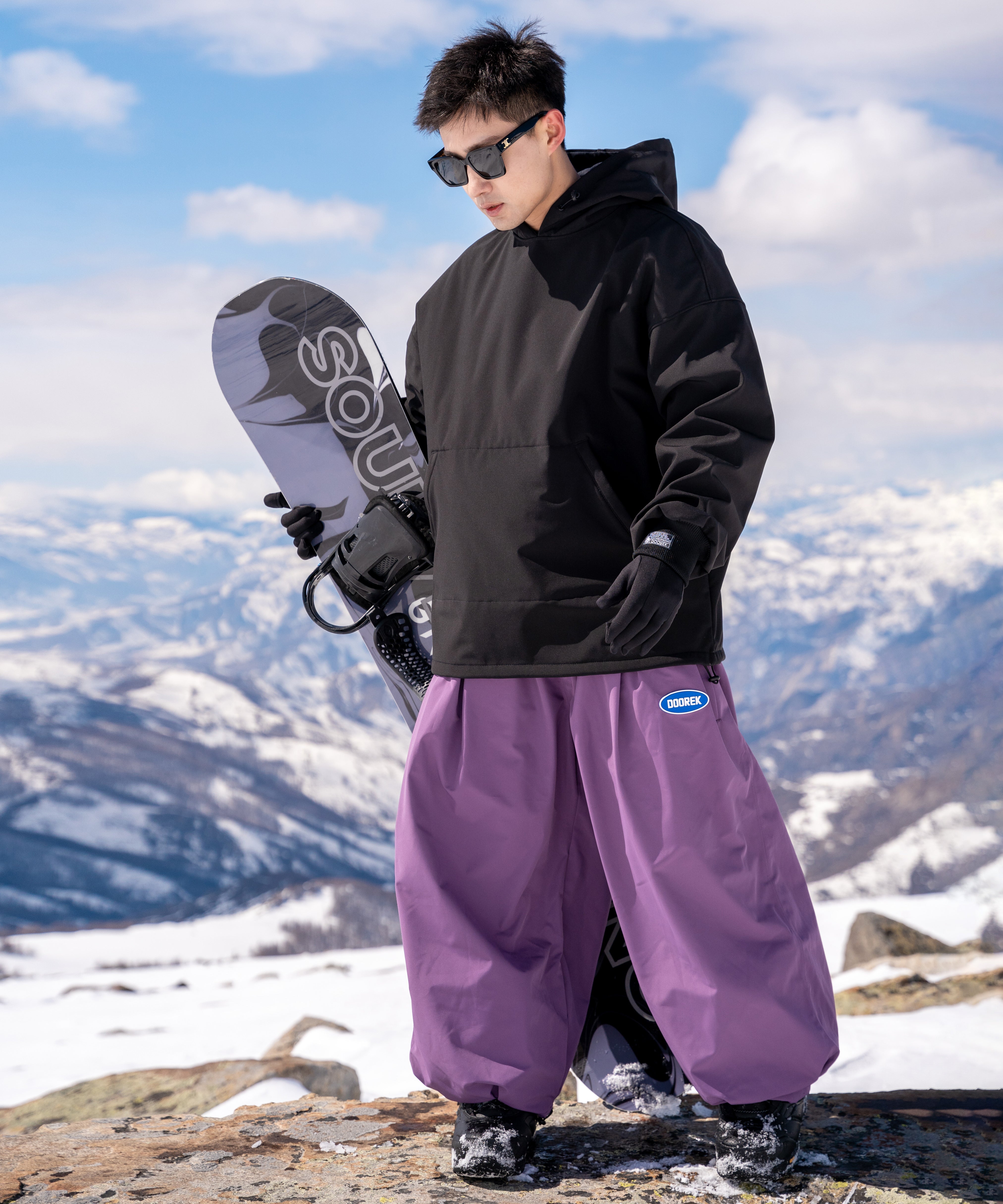 Mushroom Head DOOREK New Loose Fit Single Board American-style Ski Pants, Windproof, Waterproof, Insulated, Freestyle, and Wide Design for Double Boards