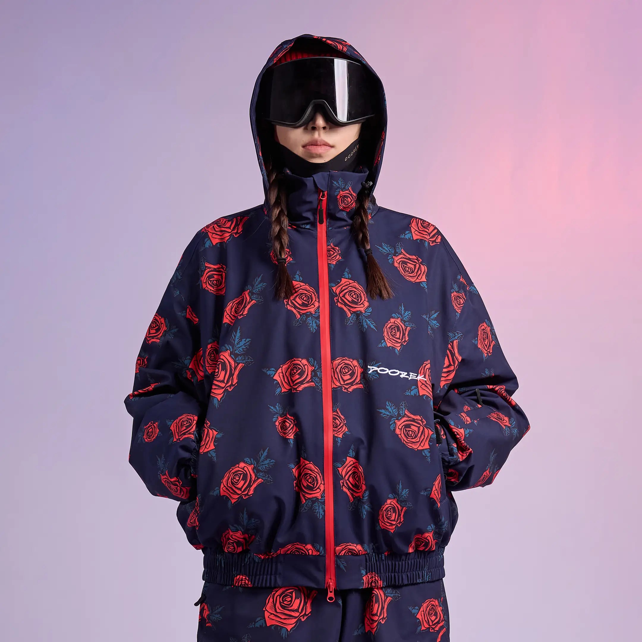 Doorek Rose All-Over Print Ski Jacket – Oversized 3L Unisex