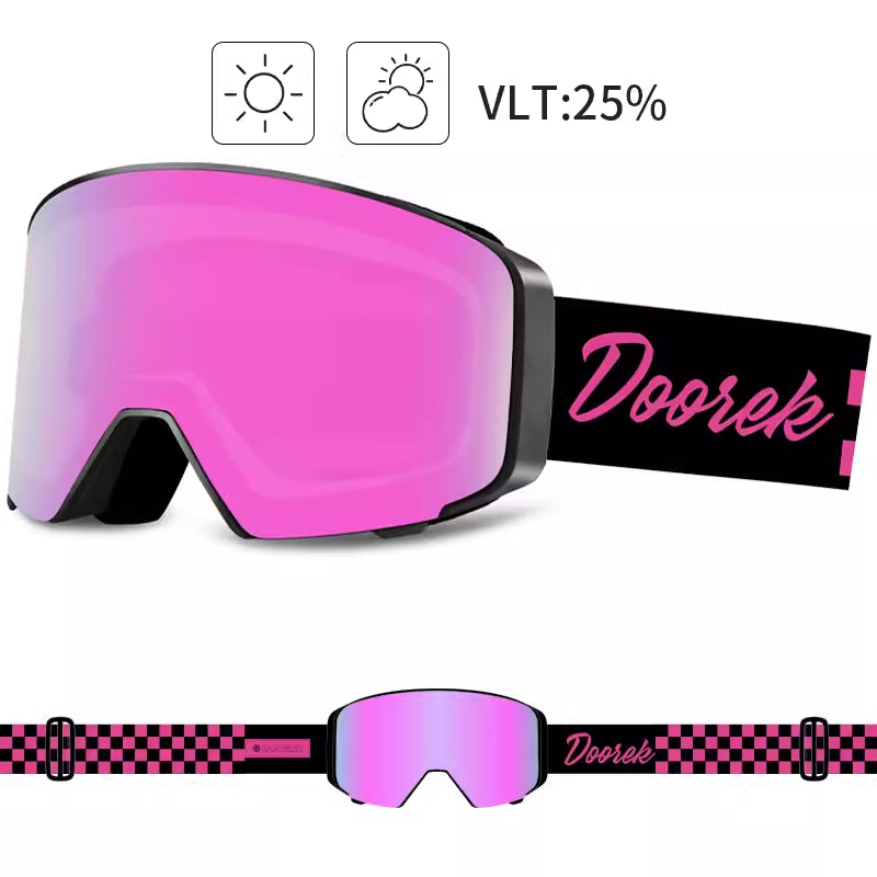 DOOREK Outdoor Ski Goggles Women Double-Layer Magnetic Adsorption Skiing Goggles High Definition Anti-fog Flip Ski Goggles Men