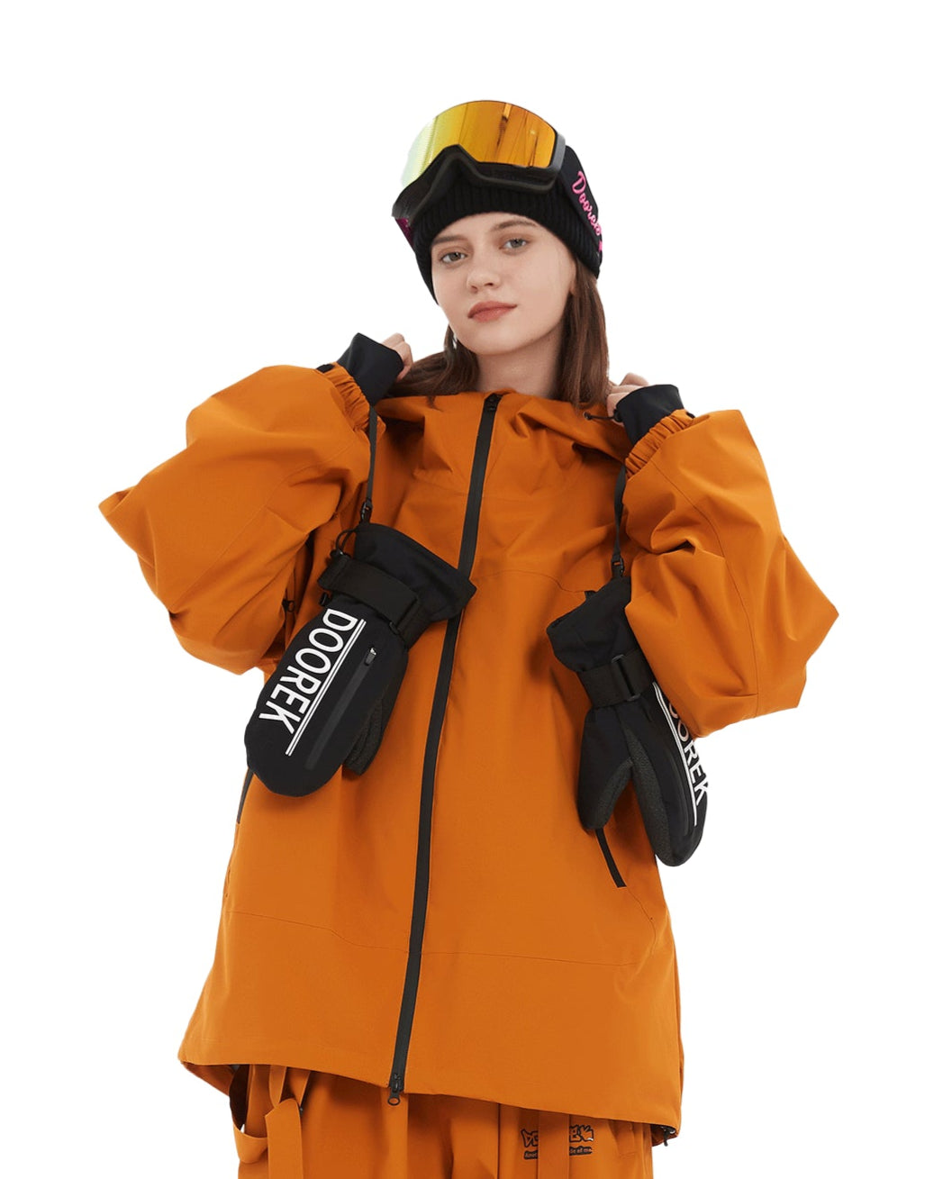 DOOREK Cute Rabbit Ski Top for Women with Cotton Rabbit Ears Skiing Professional Waterproof, Breathable and Warm